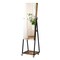 360° Rolling Full Length Vanity Mirror Jewelry Cabinet, Rustic Lockable Cosmetic & Jewelry Storage Armoire with Bottom Shelf